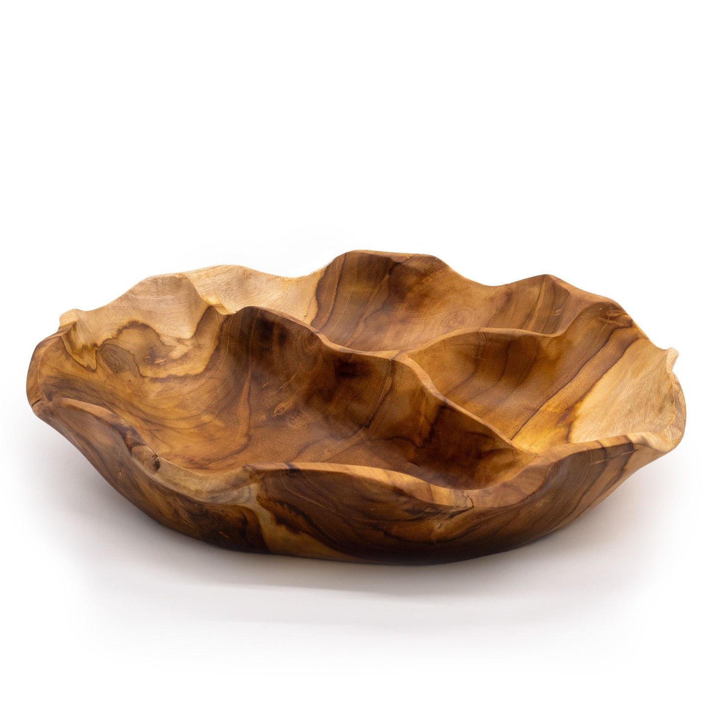 Sima Kerek Három Részleges Teakfa Tál – 30 × 5,5 cm