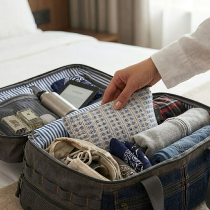 Nomad Sari indiai zsákkendő neszesszer – indigó visszhang