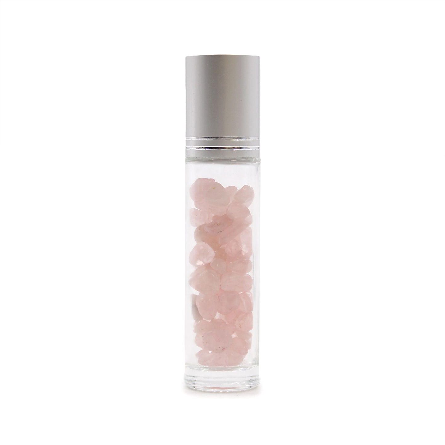 Roll-on üvegcse 5 ml – rózsakvarc, ezüst színű kupak