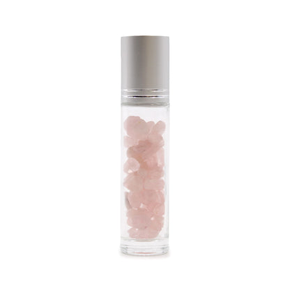 Roll-on üvegcse 5 ml – rózsakvarc, ezüst színű kupak
