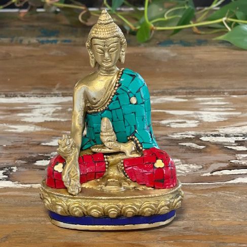 Bronz Buddha Szobor – Letett Kezek – 11,5 cm