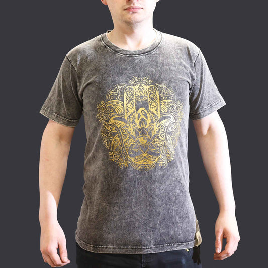 Kővel Mosott Póló, S méret – Hamsa – Szürke