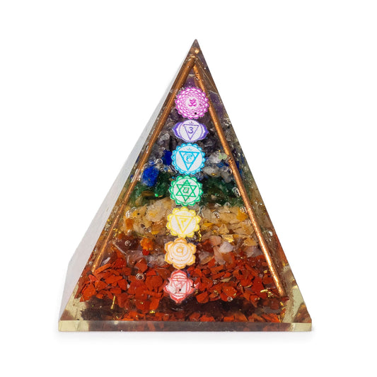 Közepes orgonit piramis 7 × 6 cm – réz – 7 csakra törmelék