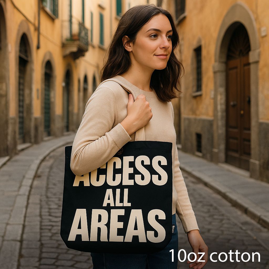 Ikonikus táska – ACCESS ALL AREAS – 10 oz (36 × 43 × 10 cm)
