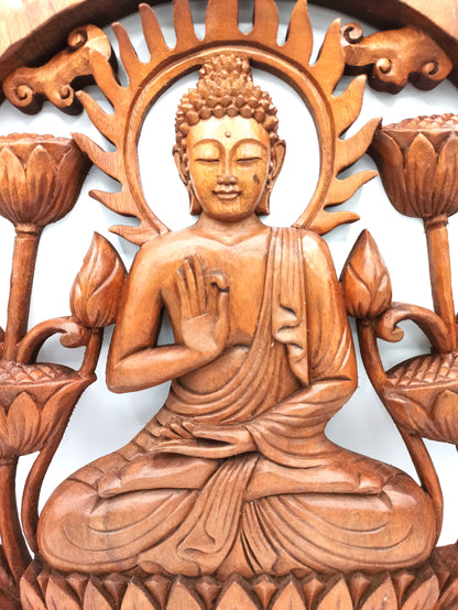 Buddha és Lótusz Panel – 40 cm