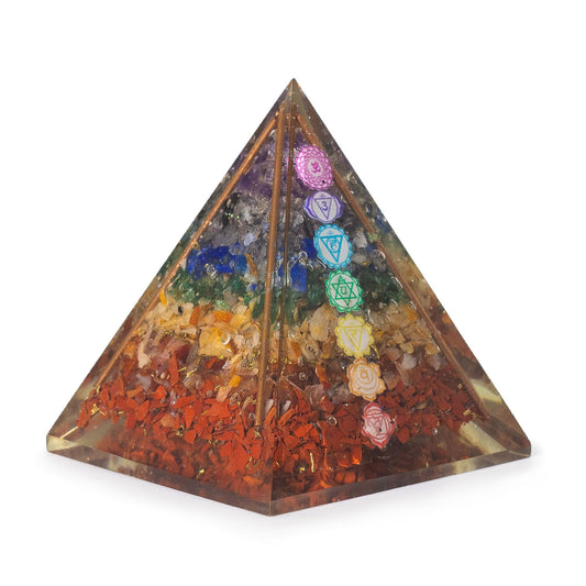 Közepes orgonit piramis 7 × 6 cm – réz – 7 csakra törmelék