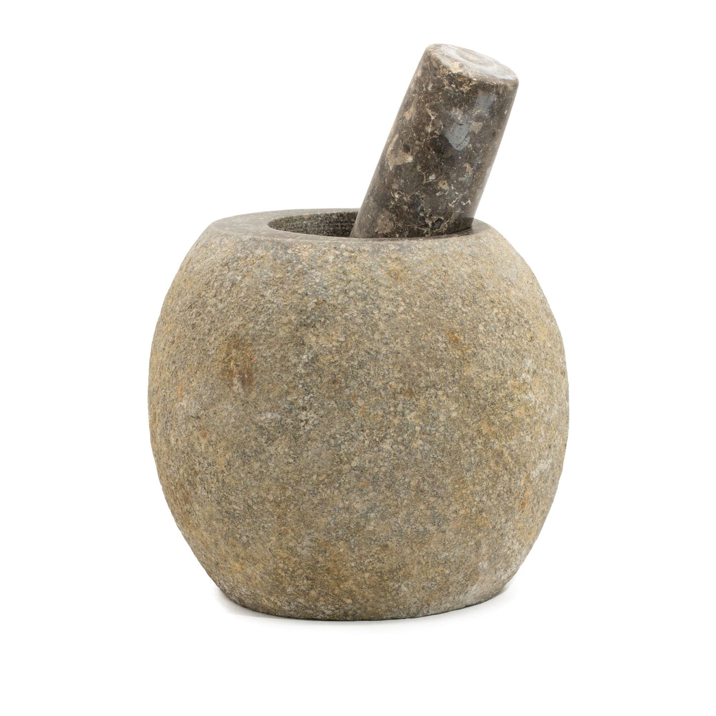 Természetes folyókő mozsár mozsártörővel – nagy (kb. 15 × 12 cm)