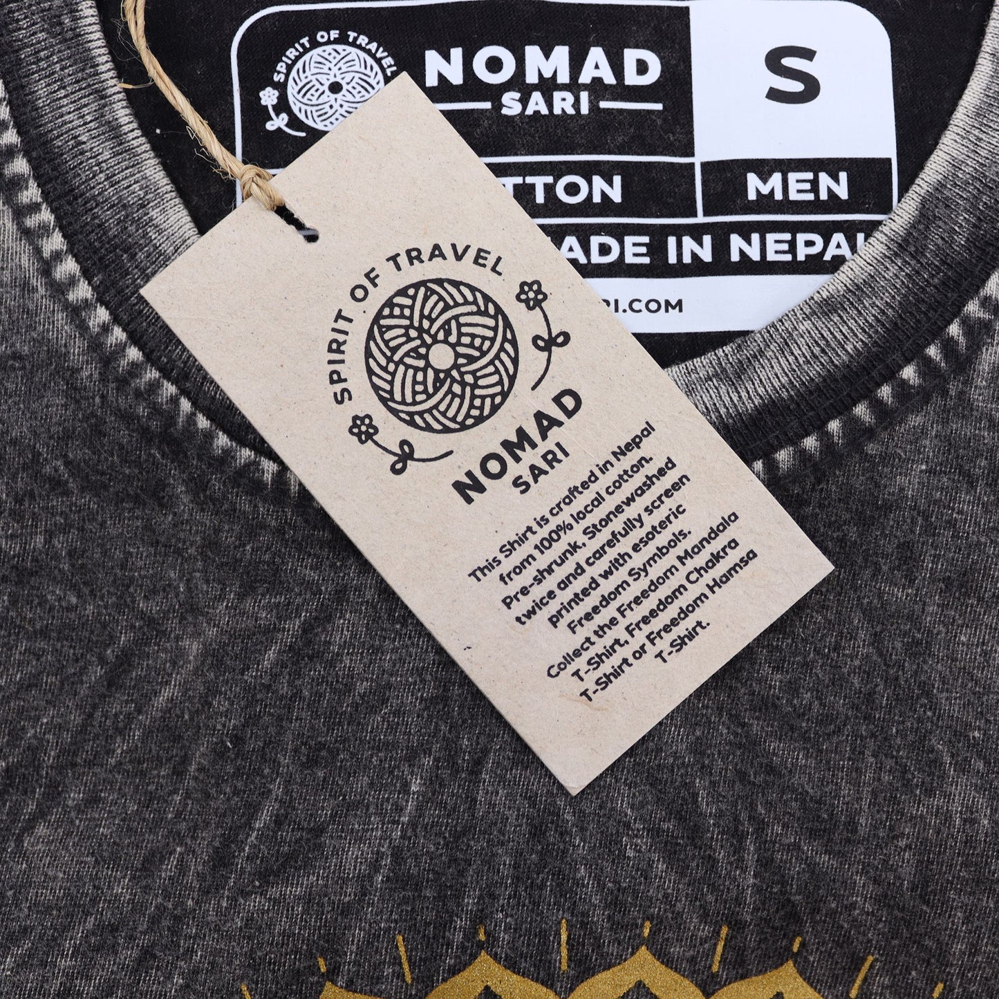 Kővel Mosott Póló, S méret – Mandala – Szürke