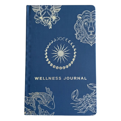 Éjkék wellness napló – ezüst zodiákus minta, 120 oldal