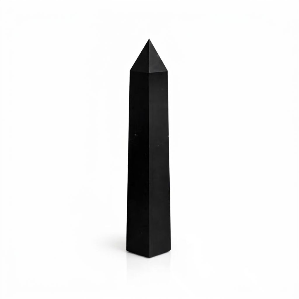 Drágakő hatoldalú obeliszk csúcs kb. 17 cm – Fekete turmalin