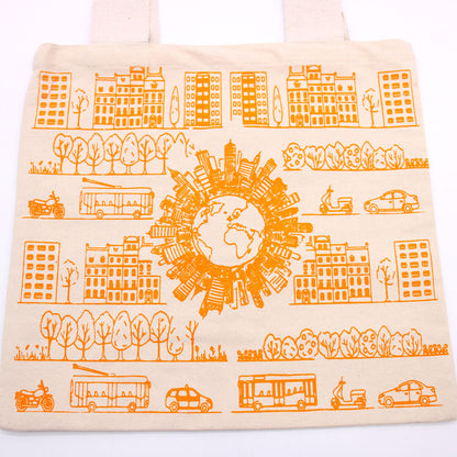 Nagy Pamutvászon Bevásárlótáska – 38 × 42 cm – Város – 10 oz