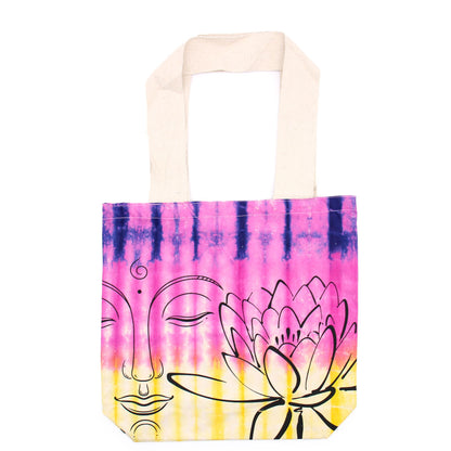 Színes Festett Pamut táska (6 oz) – 38 × 42 × 12 cm – Lótusz Buddha – Színes