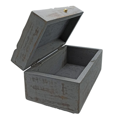 Vintage Deco többcélú fa doboz – szürke csillag, 22 × 12 × 10 cm