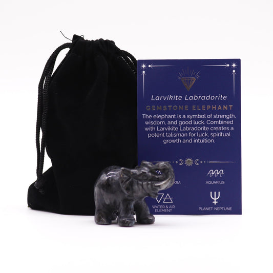 Drágakő Szerencse Elefánt – Larvikit Labradorit 50 × 35 × 25 mm
