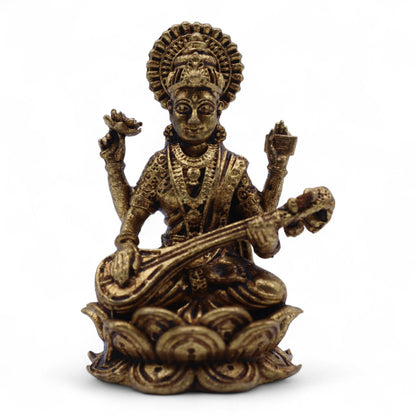 Sárgaréz figura – Saraswati, 52 g – 49 mm