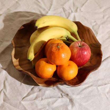 Sima Kerek Teakfa Tál – 28 × 5,5 cm