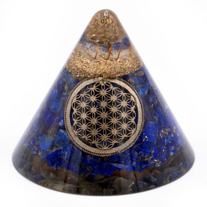 Orgonit kúp – Lapis Lazuli és Kvarc – élet virága – 90 mm