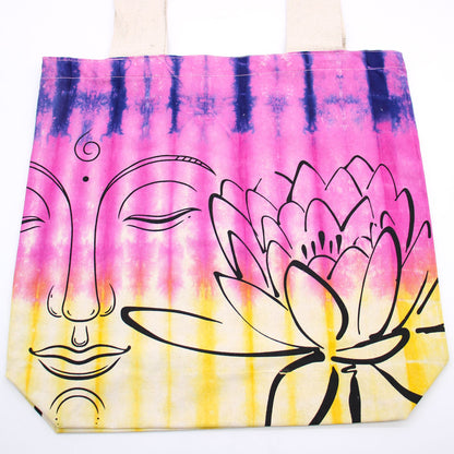Színes Festett Pamut táska (6 oz) – 38 × 42 × 12 cm – Lótusz Buddha – Színes
