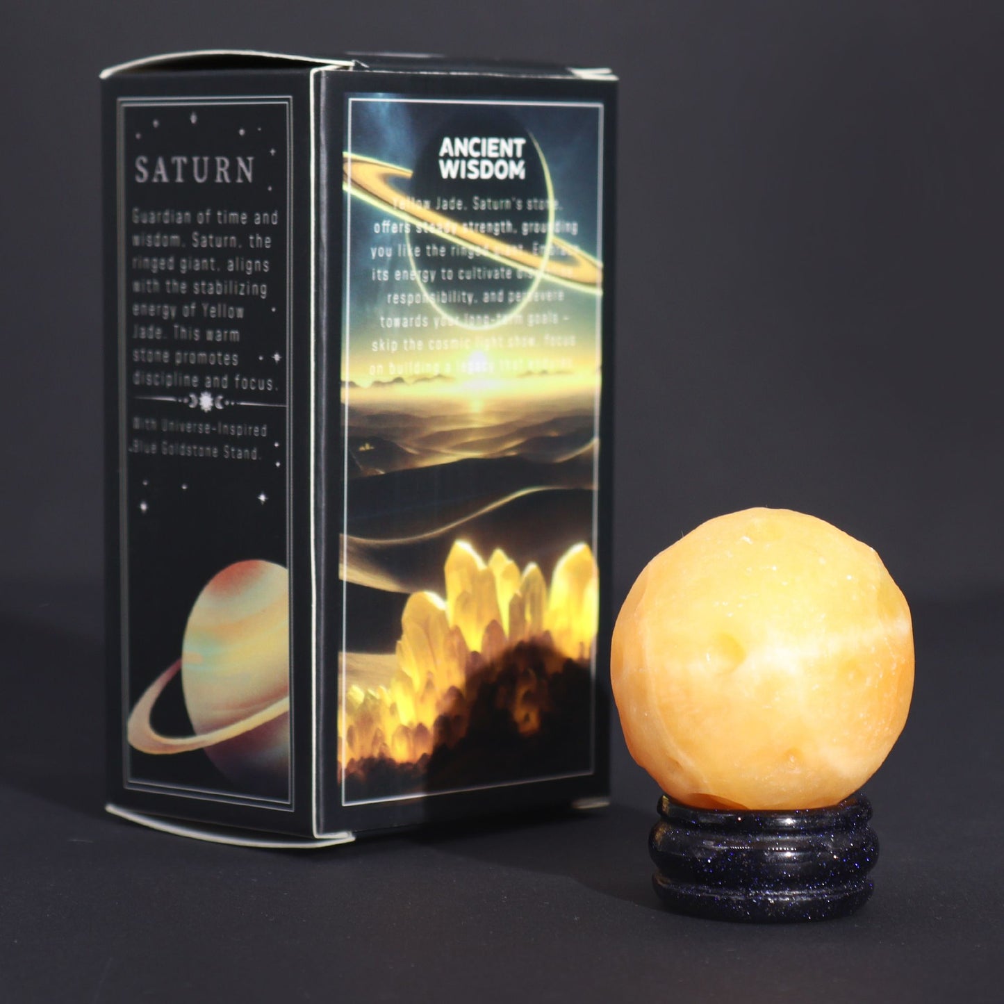 Sárga jáde bolygó Sola Goldstone állványon – 40 mm (30 × 15 mm állvány)