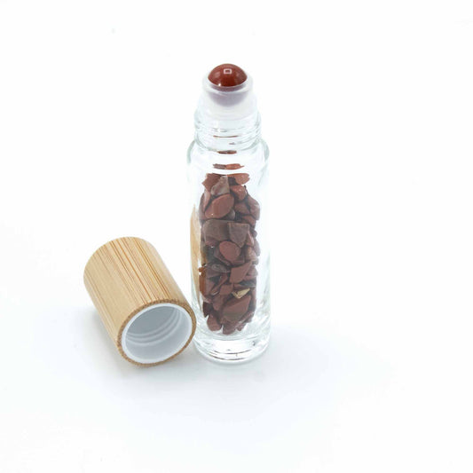 Kristályos Roll-on üvegcse 5 ml – vörös jáspis - bambusz kupak