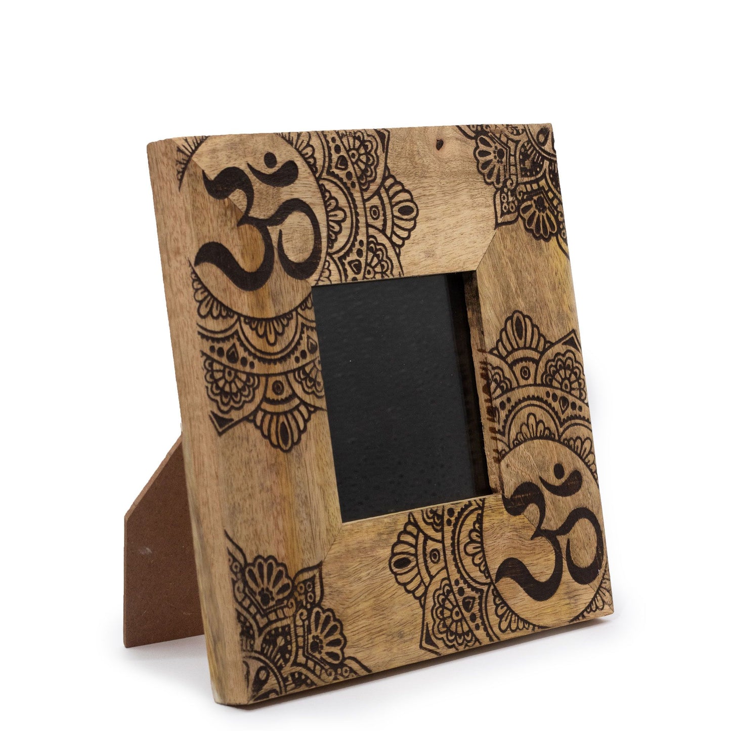 Mangófa képkeret (10 × 15 cm-es képhez), 20 × 20 × 2 cm – Mandala – Fekete