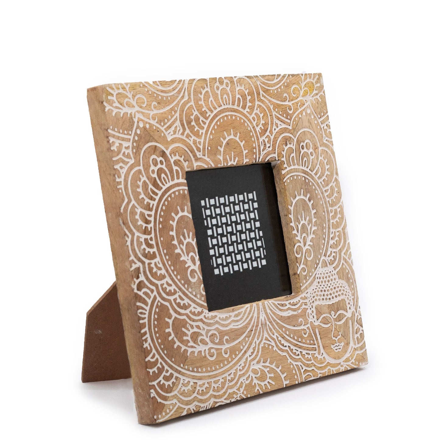 Kicsi mangófa képkeret – 10 × 15 cm-es képhez, 20 × 20 × 2 cm – Buddha – fehér