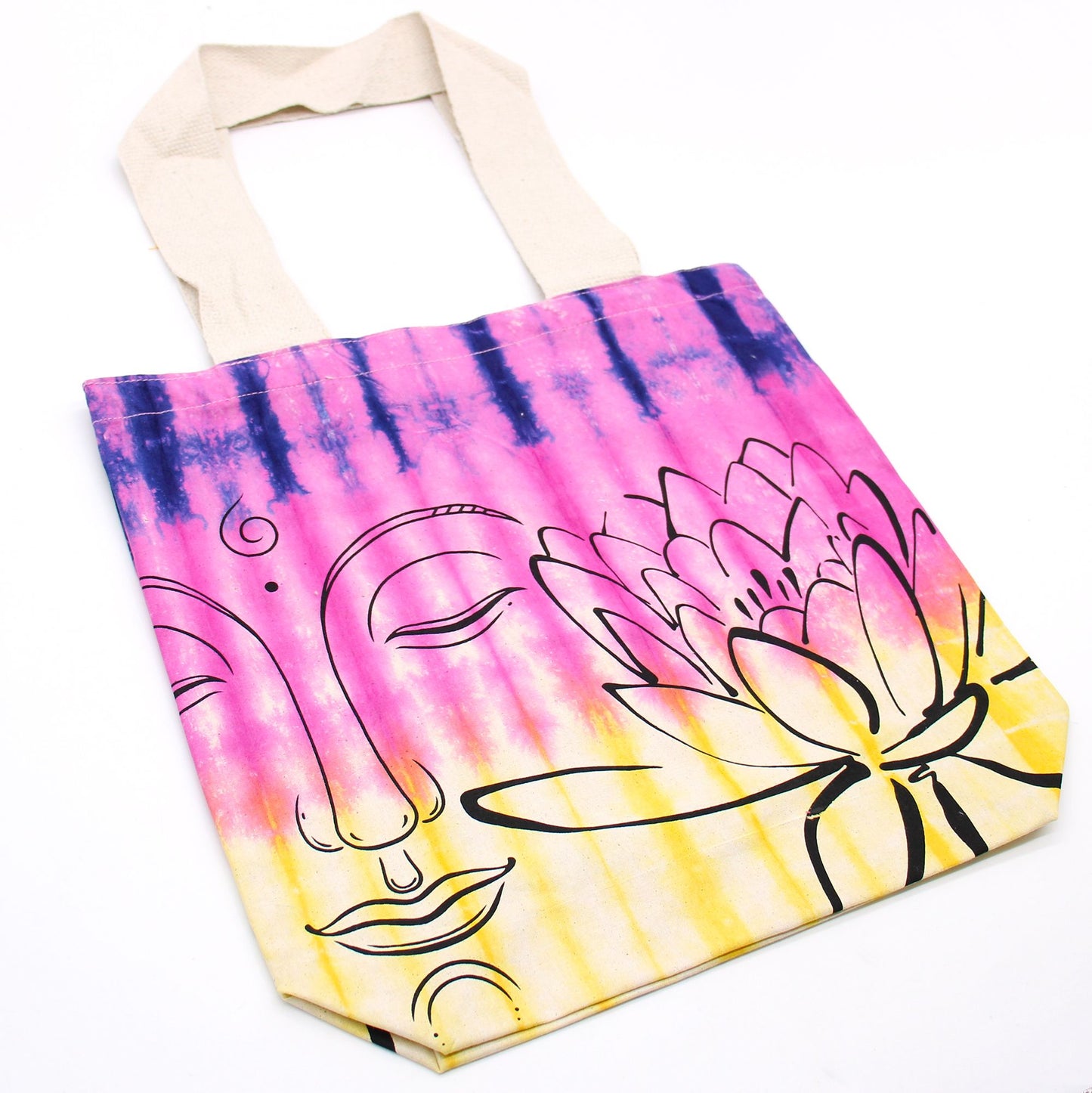 Színes Festett Pamut táska (6 oz) – 38 × 42 × 12 cm – Lótusz Buddha – Színes