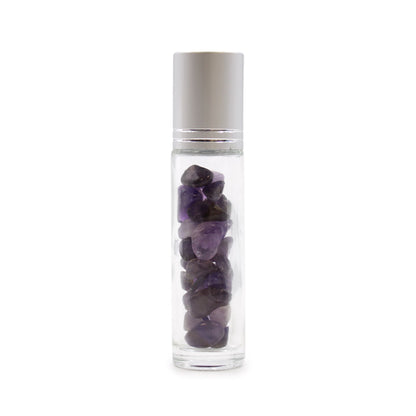 Nemezis illóolaj roll-on üveg - Ametiszt - Ezüst kupak + drágakő roll-on fej 5 ml-es üveghez - Ametiszt