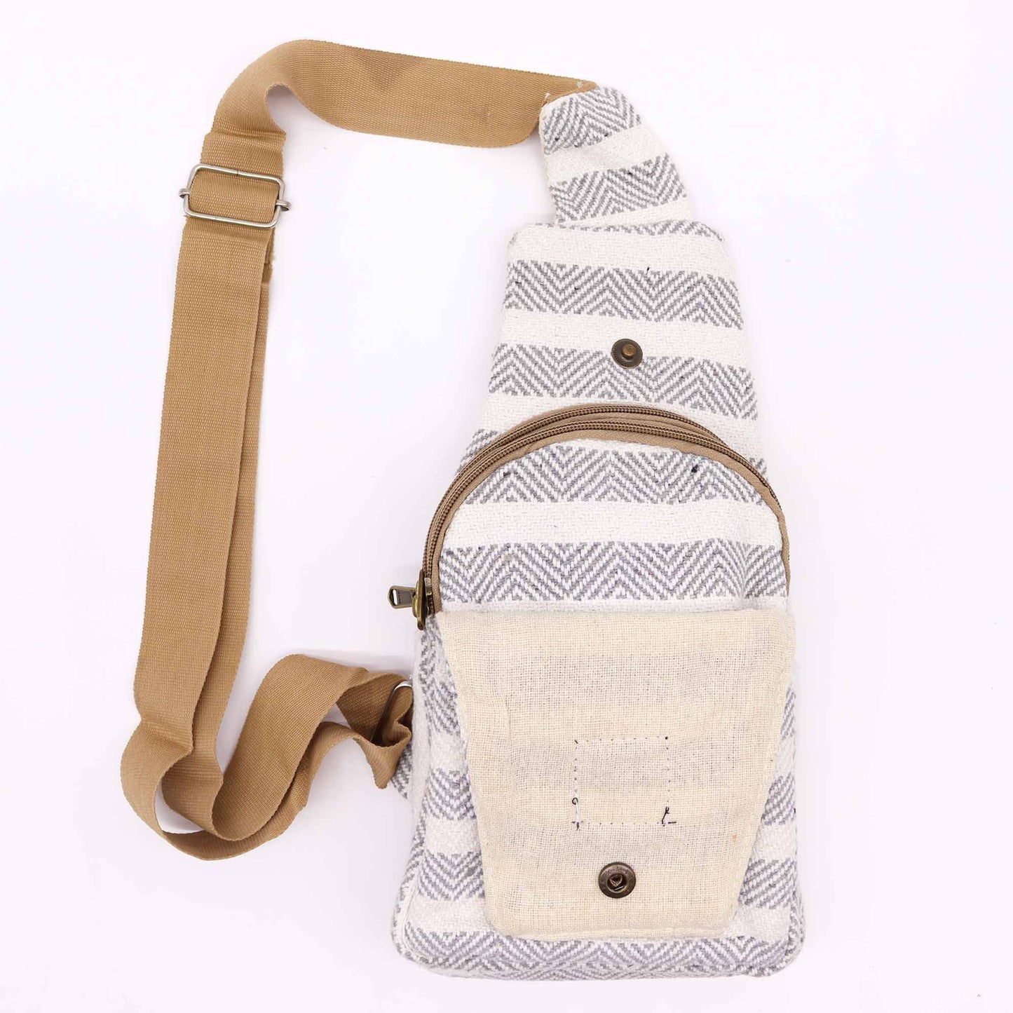 Vászon Cross-Body táska – Szürke és Fehér