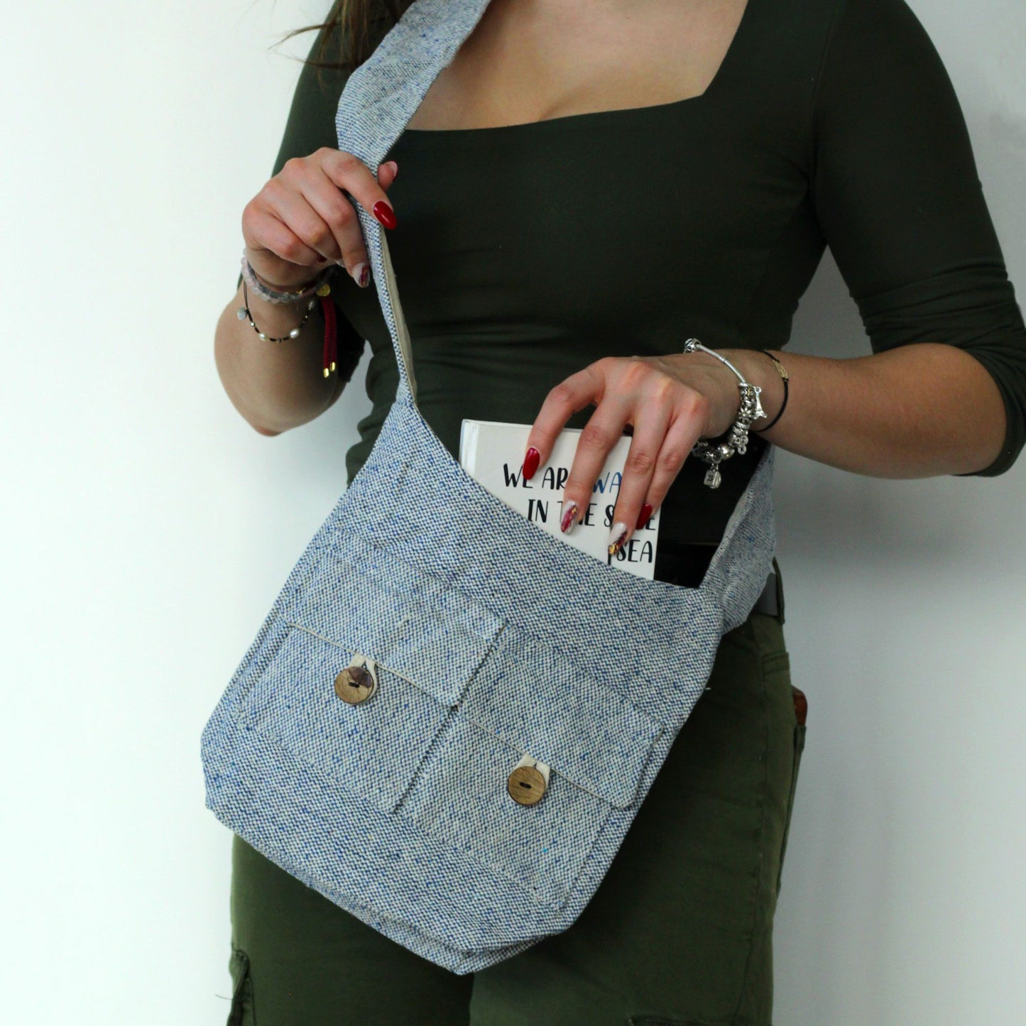Természetes táska Két Zsebbel – Denim – Közepes