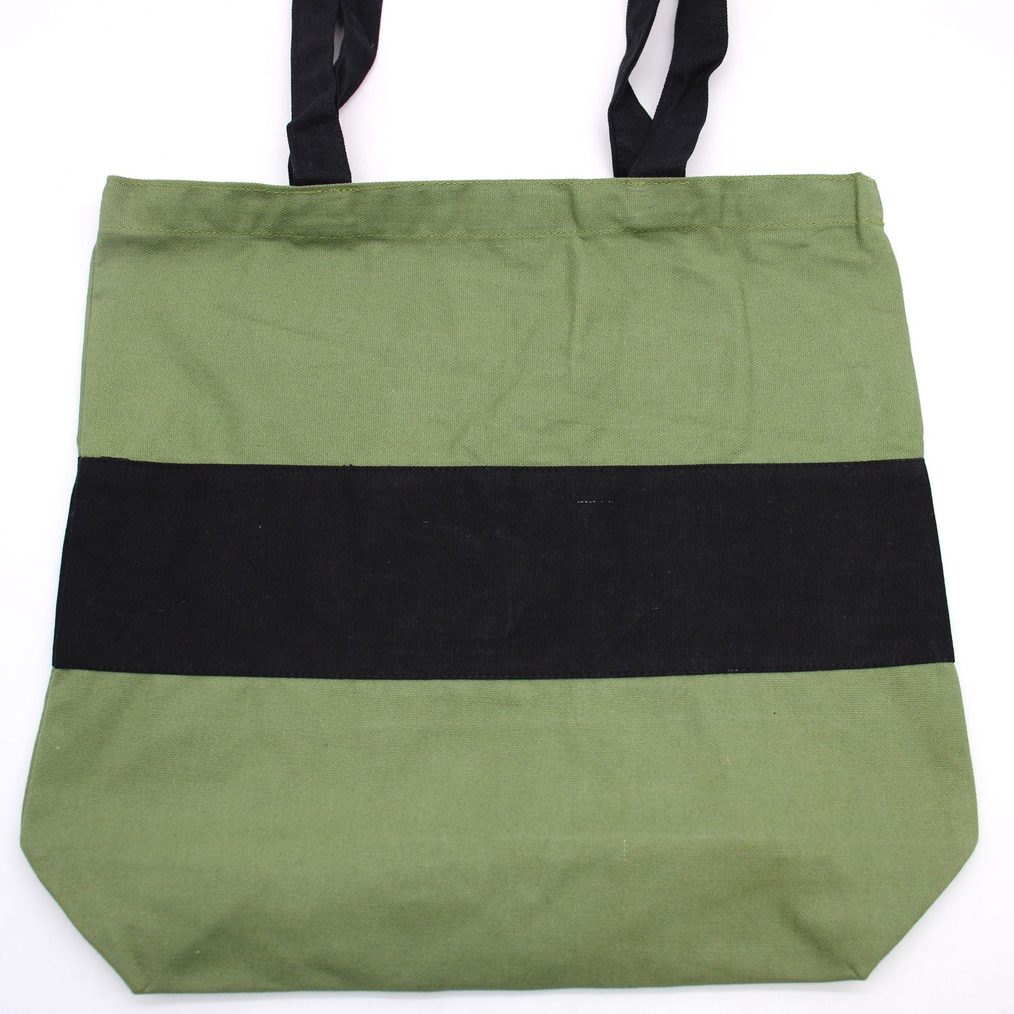 Kétszínű pamuttáska – 38 × 42 × 12 cm – Zöld és fekete – 10 oz