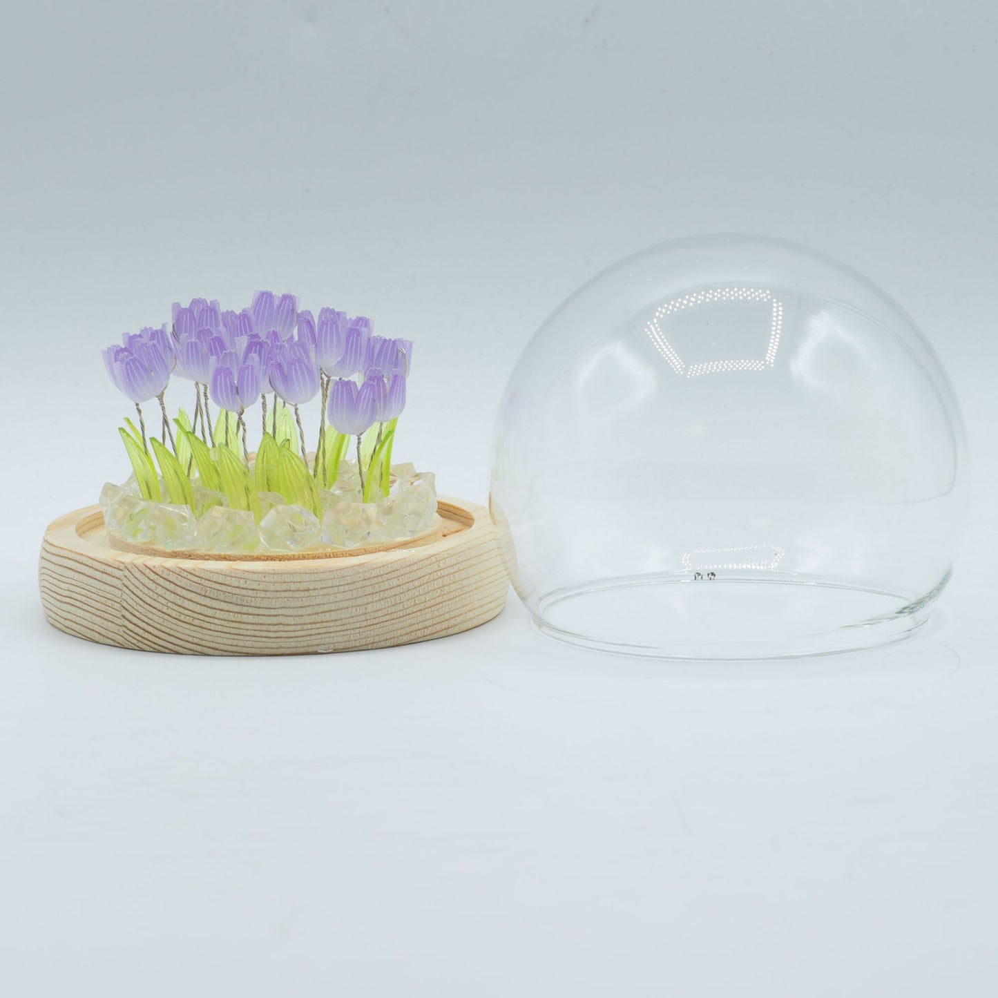 Ragyogó virágok üvegkupolában – 20 Tulipán – LED USB