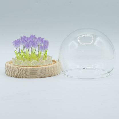 Ragyogó virágok üvegkupolában – 20 Tulipán – LED USB