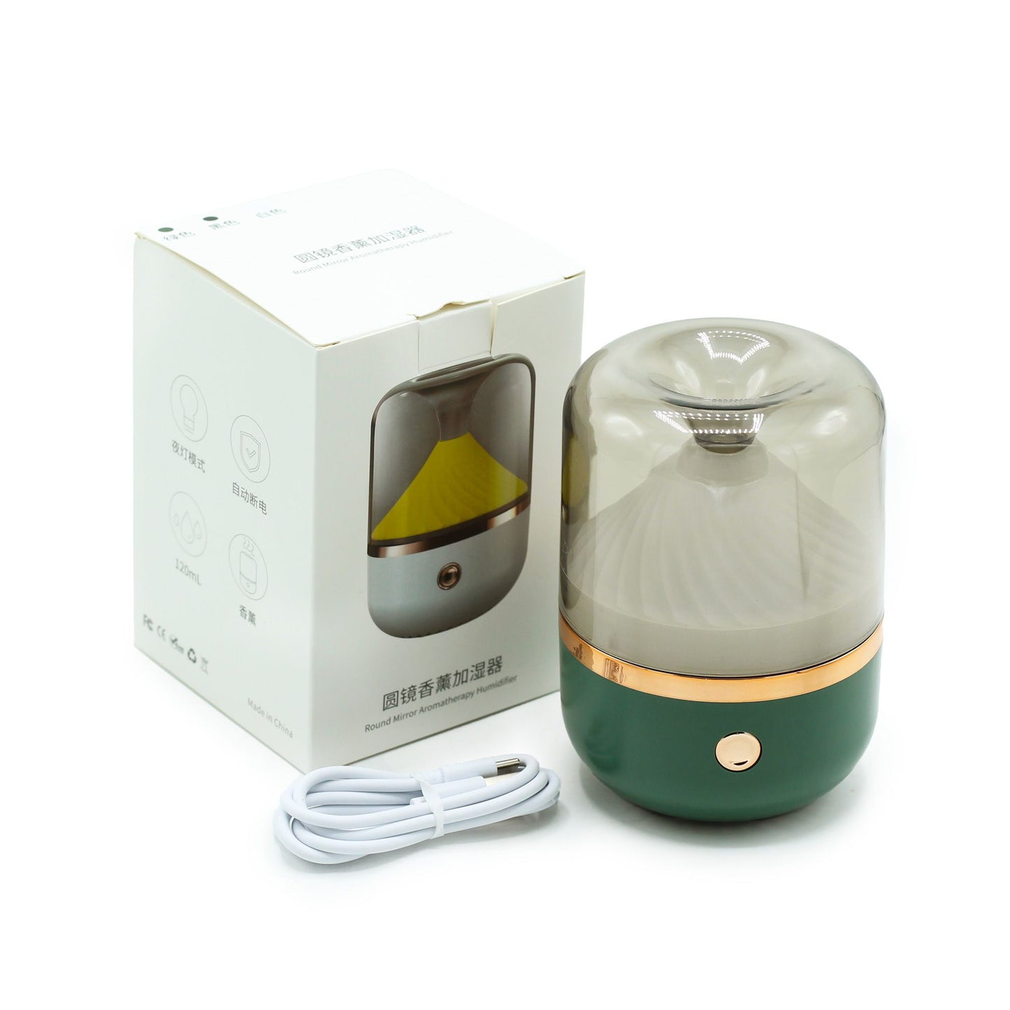 Zöld és Bronz aroma diffúzor – USB – Színváltós