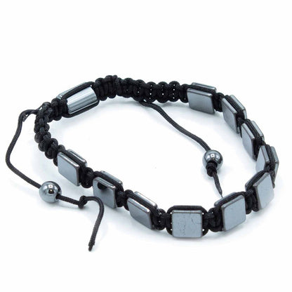 Mágneses Hematit Shamballa Karkötő – Lapos Négyzetek