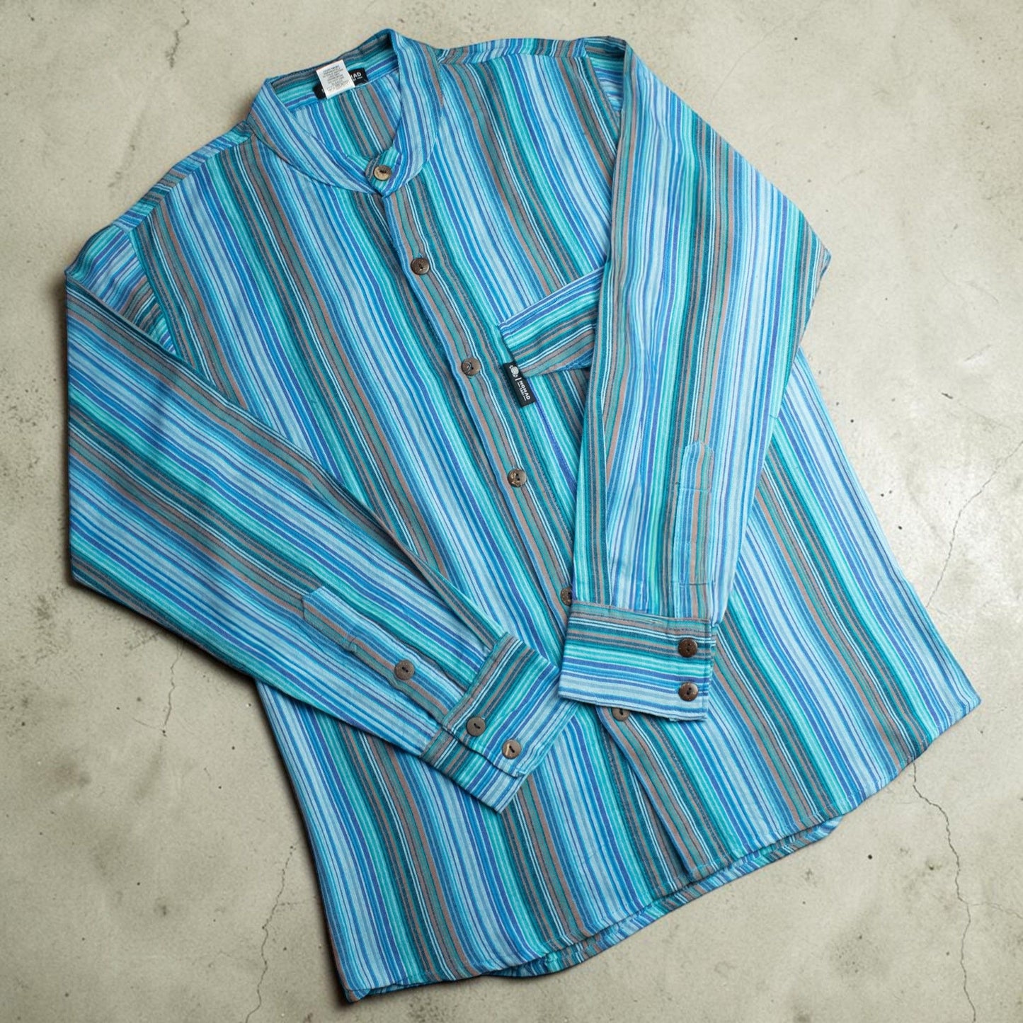 Nomad Sari Grandad Shirt - Turquoise