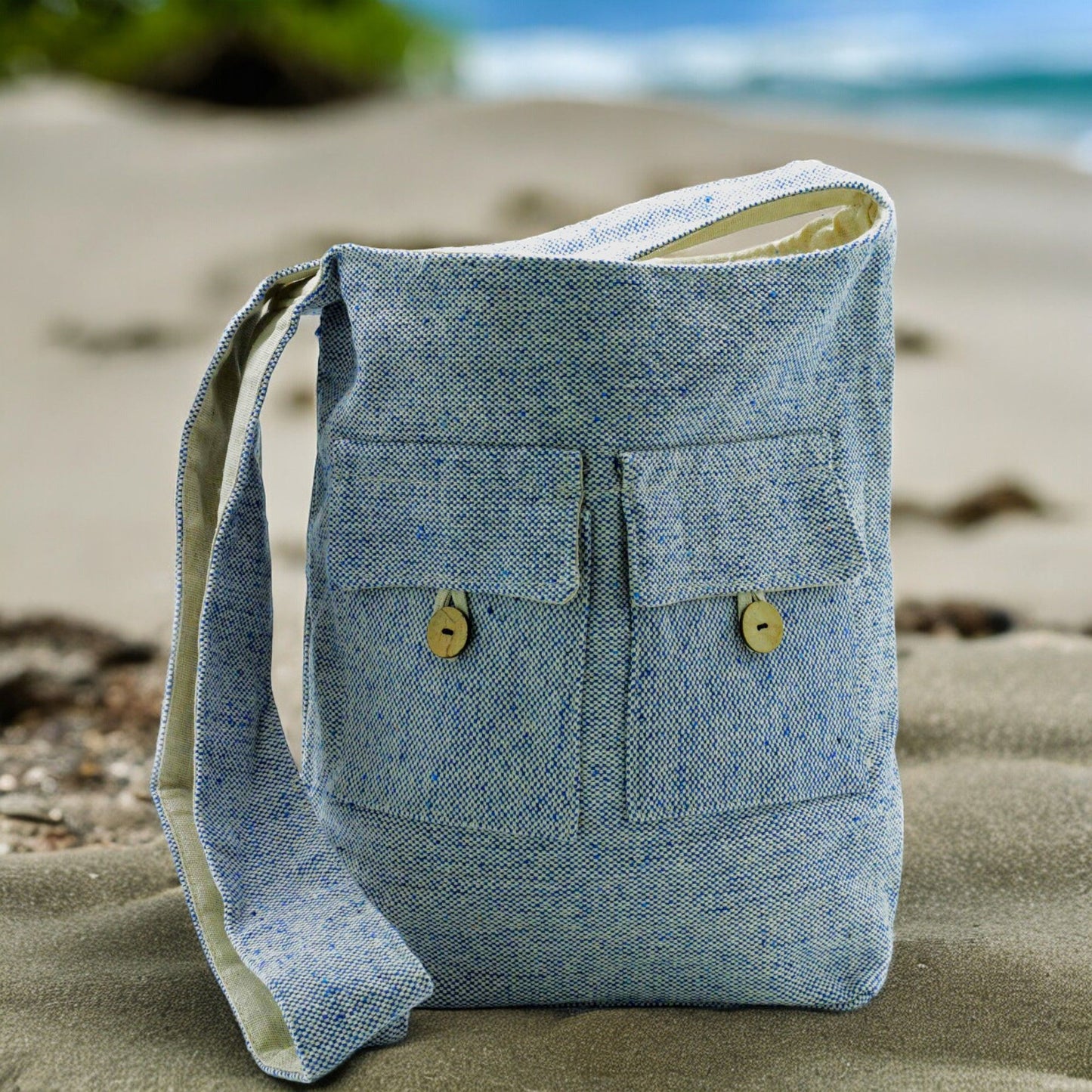 Természetes táska Két Zsebbel – Denim – Közepes