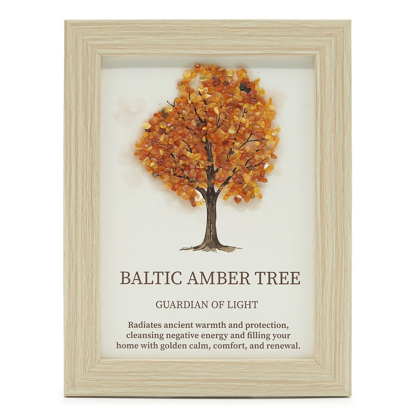 Drágakő kép – Életfa – Balti borostyán (20 × 14,7 × 1 cm)