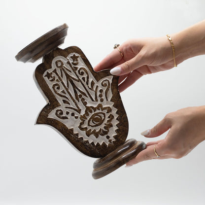 Mangófa gyertyatartó – Hamsa – Nagy 25 × 18 cm