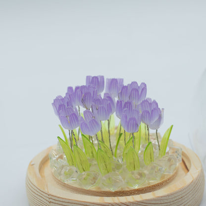 Ragyogó virágok üvegkupolában – 20 Tulipán – LED USB