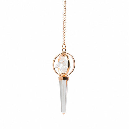 Stellar Gateway - Two Piece Spinning Merkaba Star in Copper Pendulum -  Clear Quartz