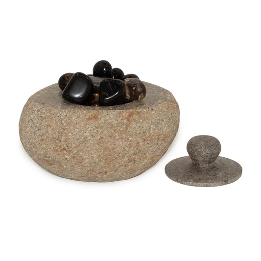 Természetes folyami kő földelő edény – nagy (kb. 15 × 12 cm)