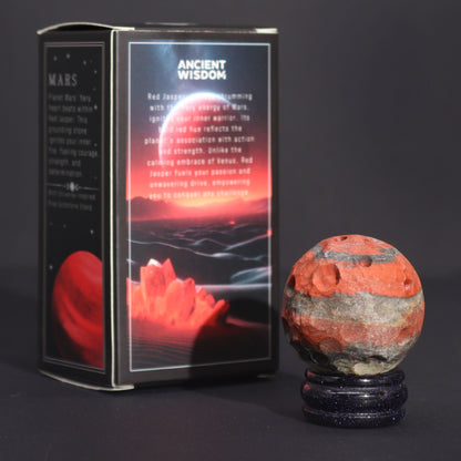 Vörös jáspis bolygó Sola Goldstone állványon – 40 mm (30 × 15 mm állvány)