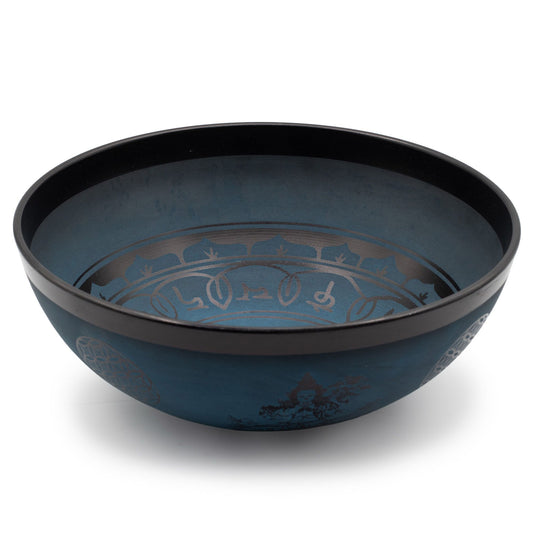 Nagy alumínium hangtál – Tibeti Kettős Dorje dizájn – Kék (27 cm)