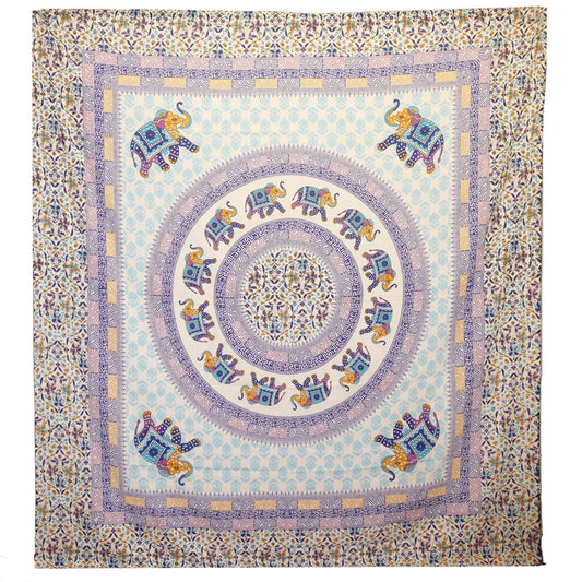 Ágytakaró / Falidísz – Elefánt Mandala – Türkiz, Kék és Krém