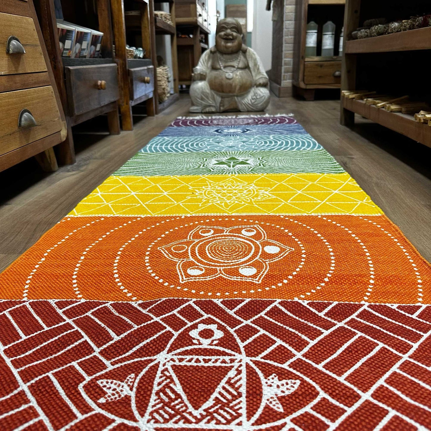 100% pamut jógaszőnyeg – 60 × 200 cm – 7 csakra
