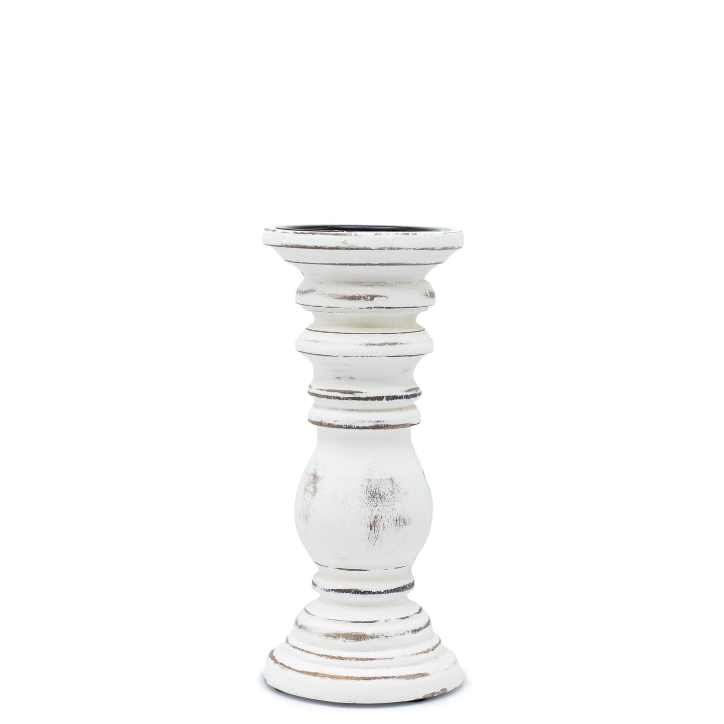 Klasszikus gyertyatartó – Fehérre meszelt – 23 × 10 cm – Kicsi