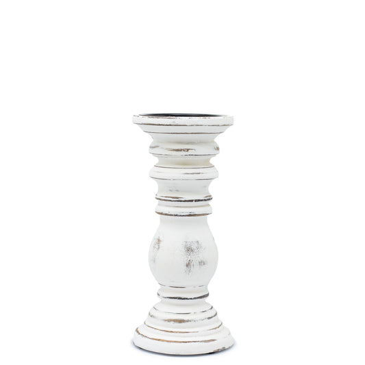 Klasszikus gyertyatartó – Fehérre meszelt – 23 × 10 cm – Kicsi