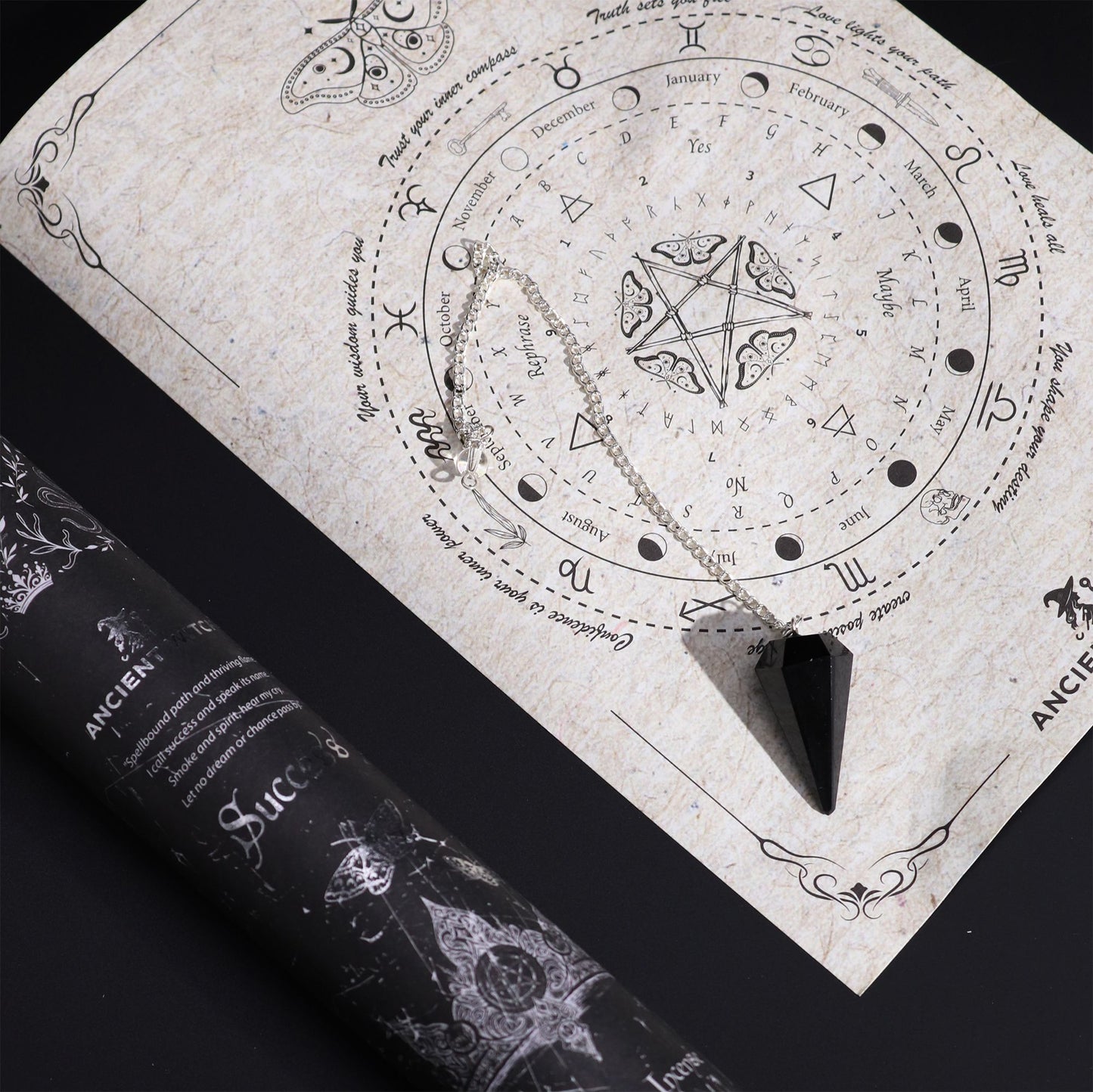 Ancient Witch varázsfüstölő ingával – siker – fekete obszidián