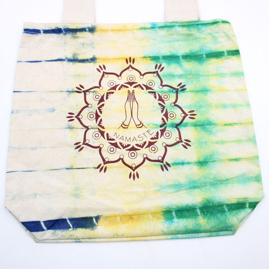 Színes Festett Pamut táska (6 oz) – 38 × 42 × 12 cm – Namaste – Színes – Natúr Fülek